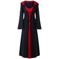 thumbnail image 3 of Vintage Witch Dress for Women Embroidered Renaissance Dresses Gothic Hooded Vampire Gown Dress Plus Size Long Peasant Dress, 3 of 9
