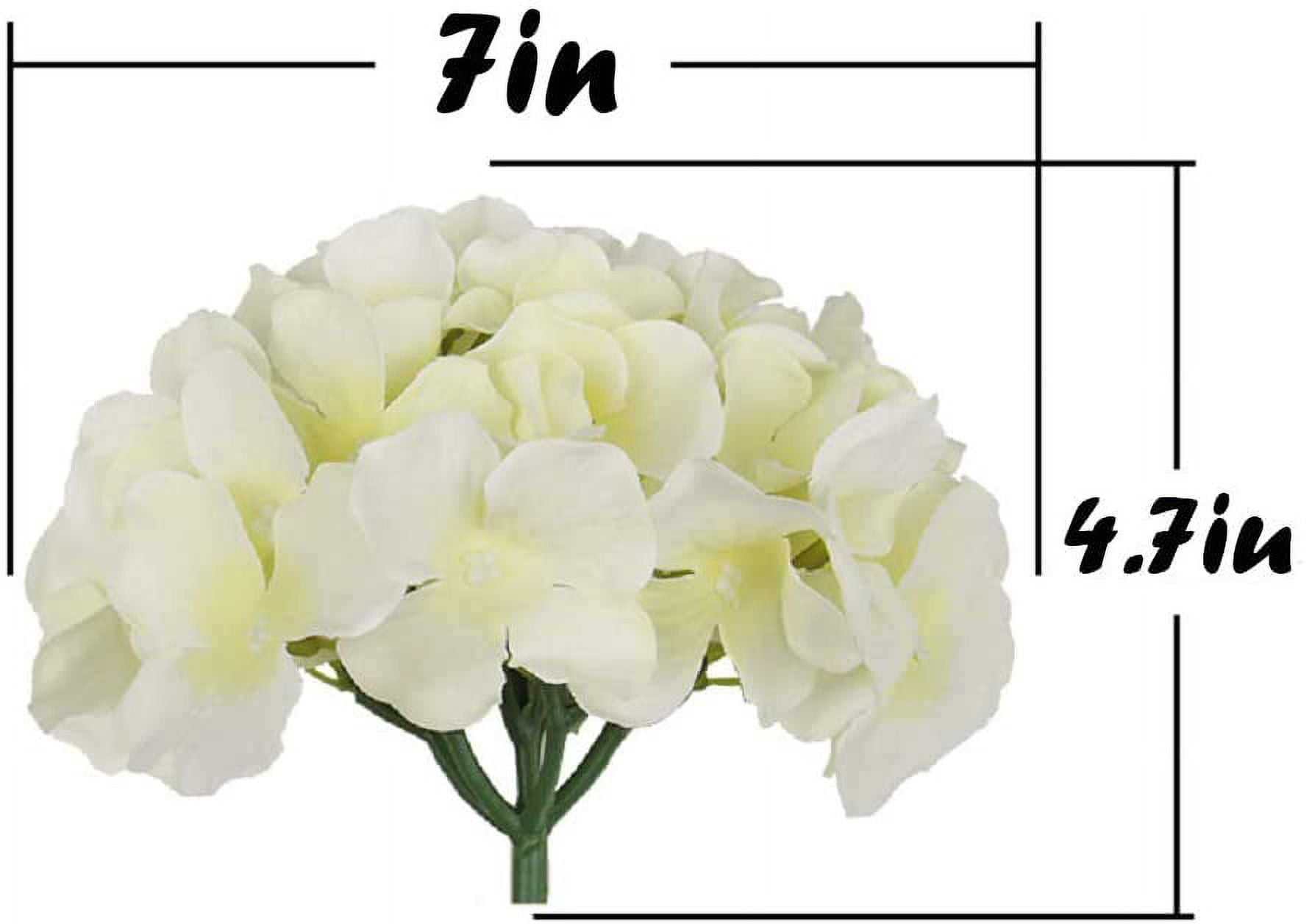 Silk Hydrangea Heads Artificial Flowers Heads with Stems for Home Wedding Decor,Pack of (Ivory)
