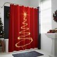 thumbnail image 4 of Christmas Tree Lights Bathroom Shower Curtain Shinny Stars Gold Red Art Abstract Waterproof Washable Shower Curtains for Bathtub Bath Decor with Grommets and Hook 72 X 84 Inch, 4 of 8
