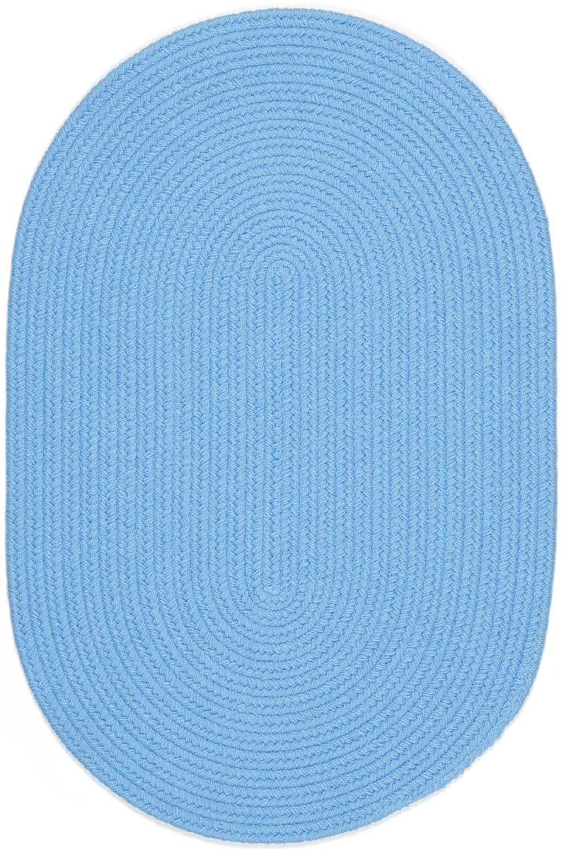 Blue Rug Braided Solid Color, 2Foot by 4Foot Oval Soft Kids/Nursery