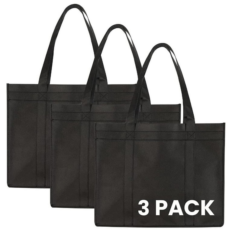 Reusable Grocery Bags (3 Pack, Black) - Hold 50+ lbs - Large & Super  Strong, Heavy Duty Shopping Bags - Grocery Tote Bag with Reinforced Handles  