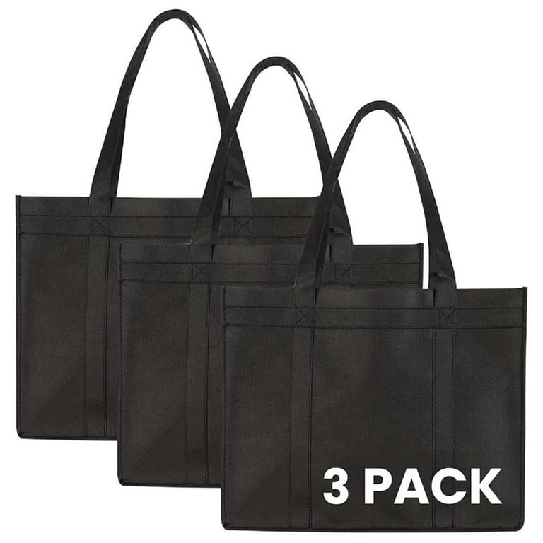 3 Packs Reusable Grocery Shopping Bag, Heavy Duty Tote with Reinforced