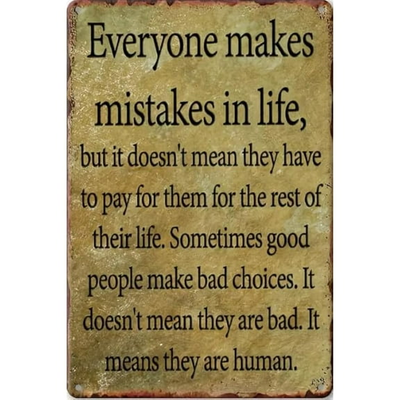 Retro Decor Tin Signs,"Forgiveness and Humanity Inspirational Sign",for garage,bar,restaurant,living room,bedroom,kitchen,cafe,bar,8×12inch