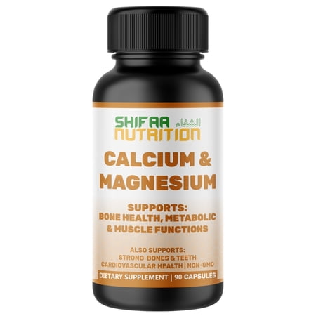 SHIFAA NUTRITION Calcium Magnesium with Vitamin D3, Halal, Non-GMO, 30 Ct – Supports Bone, Teeth, Muscle & Heart Health