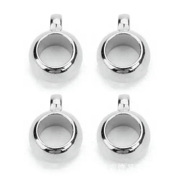 U8MO 50pcs 8mm 10mm Gold Silver Plastic Bail Spacer Beads lot for Jewelry Making-Silver-8mm