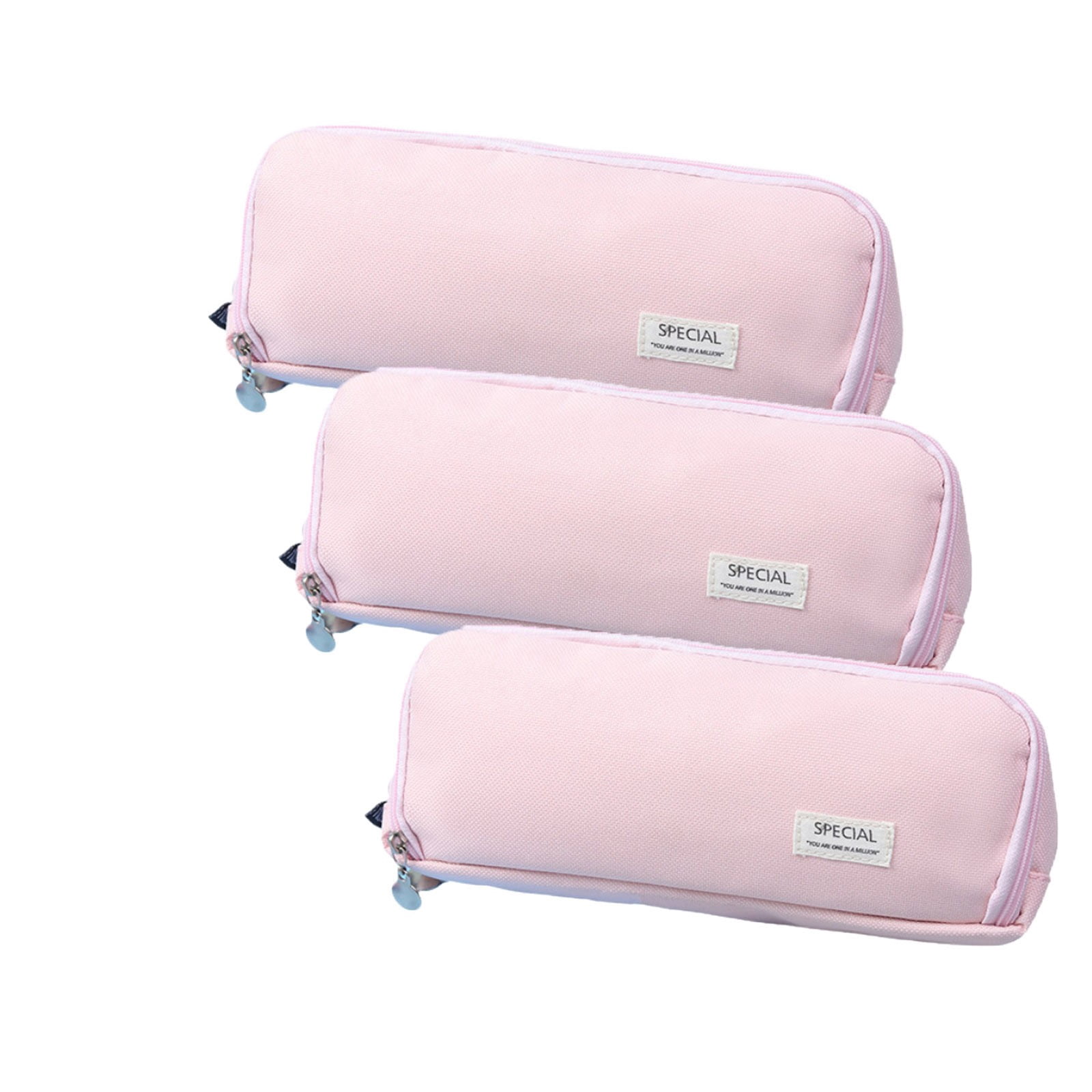 HengDidi 3-Piece Double Layer Japanese Korean Style Fabric Pen Organizer Multi-Pocket Stationery Storage Box for Campus and Office Decor