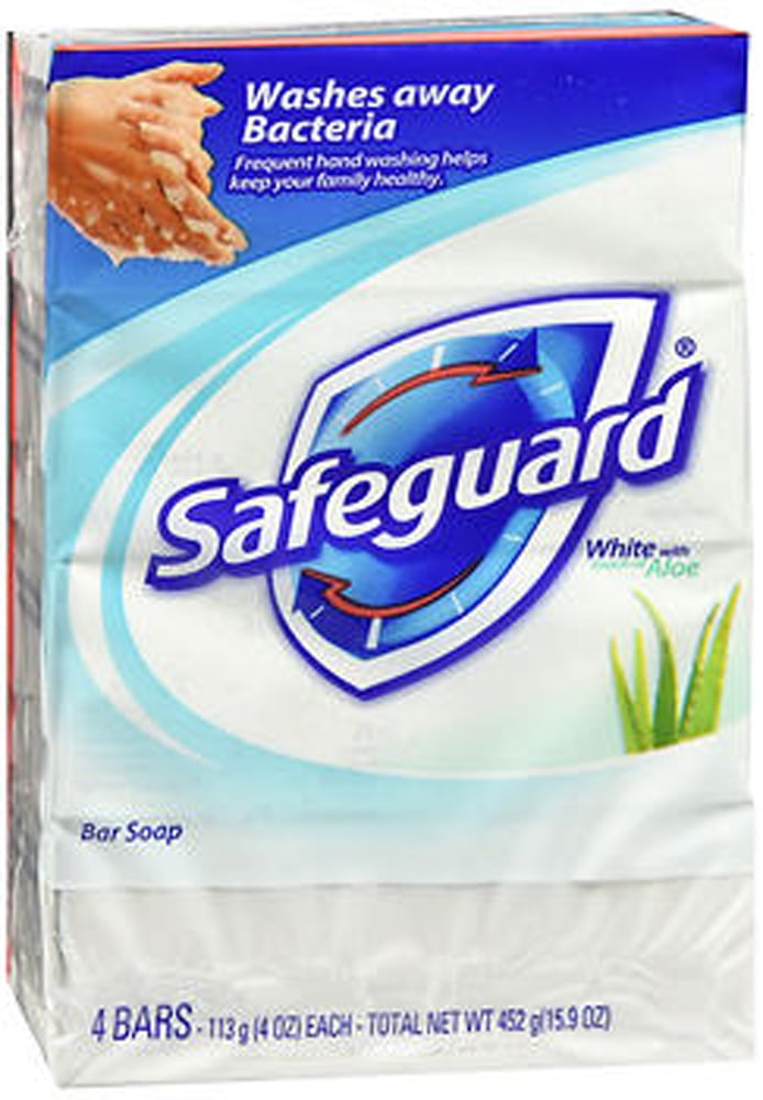 Safeguard Antibacterial Soap, White with Touch of Aloe 4 oz Bars, 4ea