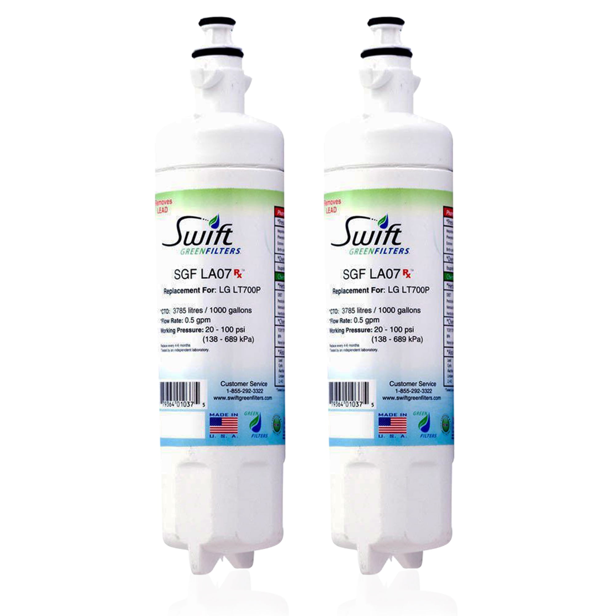 Swift Green Filters Pharmaceutical Replacement for LG LT700P Refrigerators Water Filters(Pack of 2)