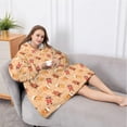 thumbnail image 5 of Oversized Wearable Blanket Hoodie,Orange Christmas Gingerbread Man Pattern Sherpa Blanket Hoodie with Super Pockets,Super Warm Fuzzy Pullover for Women & Men, 5 of 6