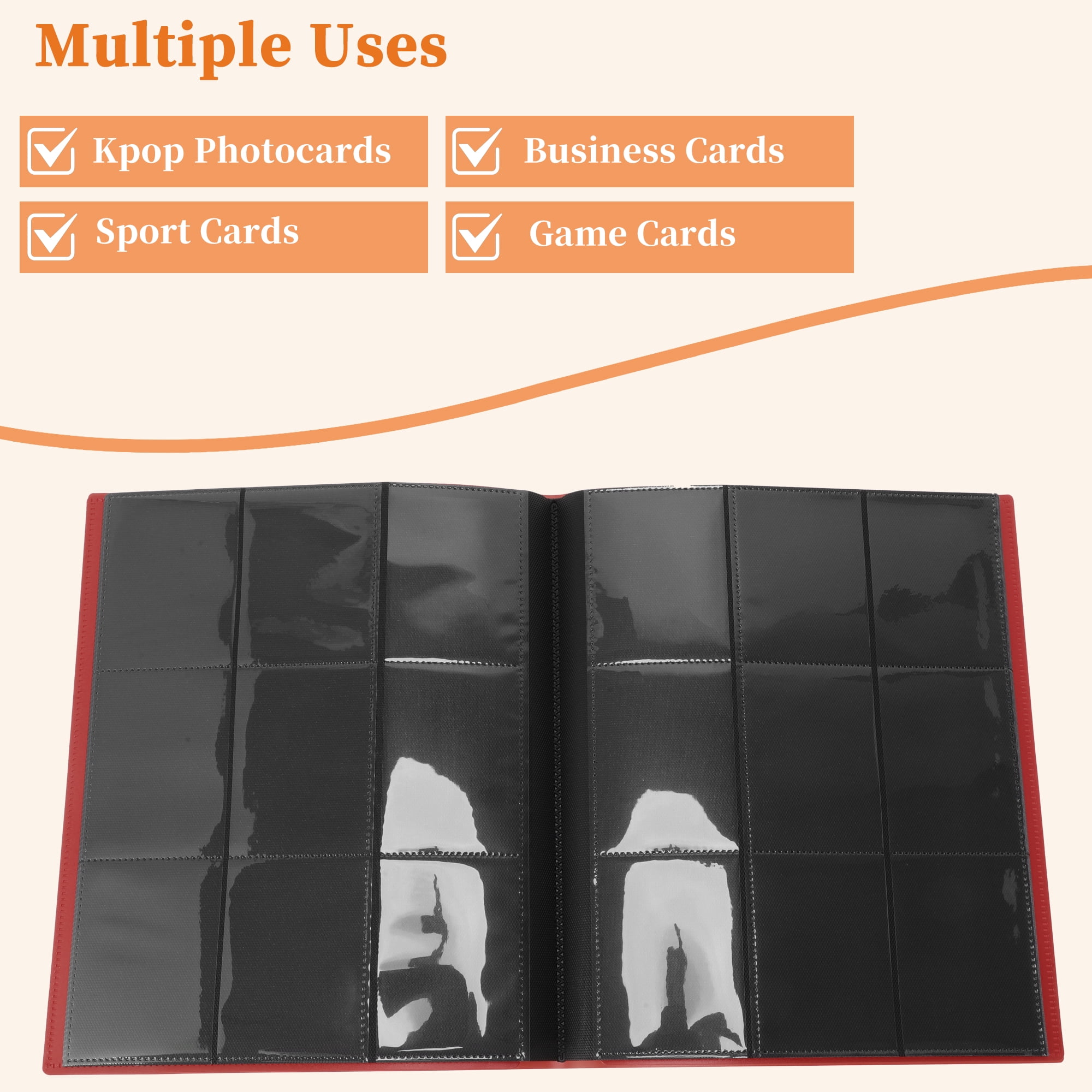 Unique Bargains Card Binder with 9 Pockets and 20 Pages ["Red"]