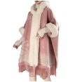 thumbnail image 2 of Wancir Poncho Hooded Shawl Wrap Women Cape Winter Faux Fur Trim Coat Sleeveless Cardigan Dressy Cloak for Party, 2 of 3