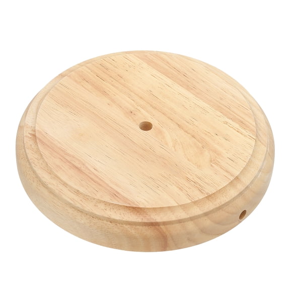 Uxcell 7.5" x 1.3" Wooden Lamp Base, Round Solid Wooden Base Wood Desk Lamp Display Stand Replacement