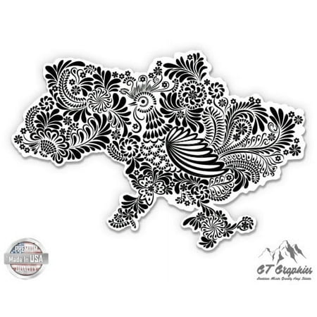Ukraine Ornamental Country Map - 8  Vinyl Sticker - For Car Laptop I-Pad - Waterproof Decal