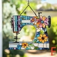 thumbnail image 5 of Christmas Ornament under $5! Yannianjz Vintage Sewing Machine Acrylic Suncatcher Stained Glass Effect Window Car Hanging Christmas Ornament Indoor Outdoor Decor Sun Catcher Panel for Sewing Lover, 5 of 6