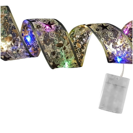 

TOYFUNNY Christmas Ribbon Fairy Led Lights Double Ribbon String Lights Christmas Tree Decoration Glowing Ribbon Pendant