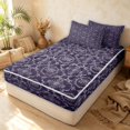 thumbnail image 3 of Erosebridal Victorian Damask Zipper Twin Comforter Sets with Fitted Sheet and 2 Pillowcases, Bohemian Blossom Zipper Bedding Set, Dark Purple Silver, Black Reversible, 3 of 7