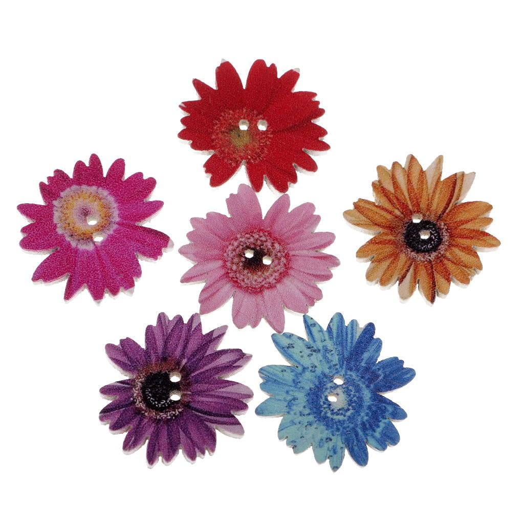 BLESIYA 5x1 pack Assorted Shape Wooden Buttons flatback beads Craft 25mm flower