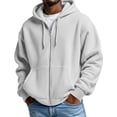 thumbnail image 2 of Waffle Knit Hoodies for Men Full Zip Sweatshirt Hooded Cardigan with Pocket Loose Fit Drawstring Athletic Jackets, 2 of 7
