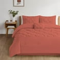 thumbnail image 2 of 5 Piece New Half Pinch Pleated Pattern Comforter Set, 800 TC, 100% Egyptian Cotton, Oversized Super King Size Brick Red Solid, 2 of 6