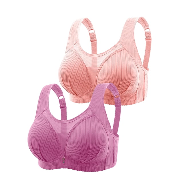 ameIAEA 2 Pack Womens Bras No Underwire Push Up Bras Adjustable Strap Full Coverage Breathable Bras