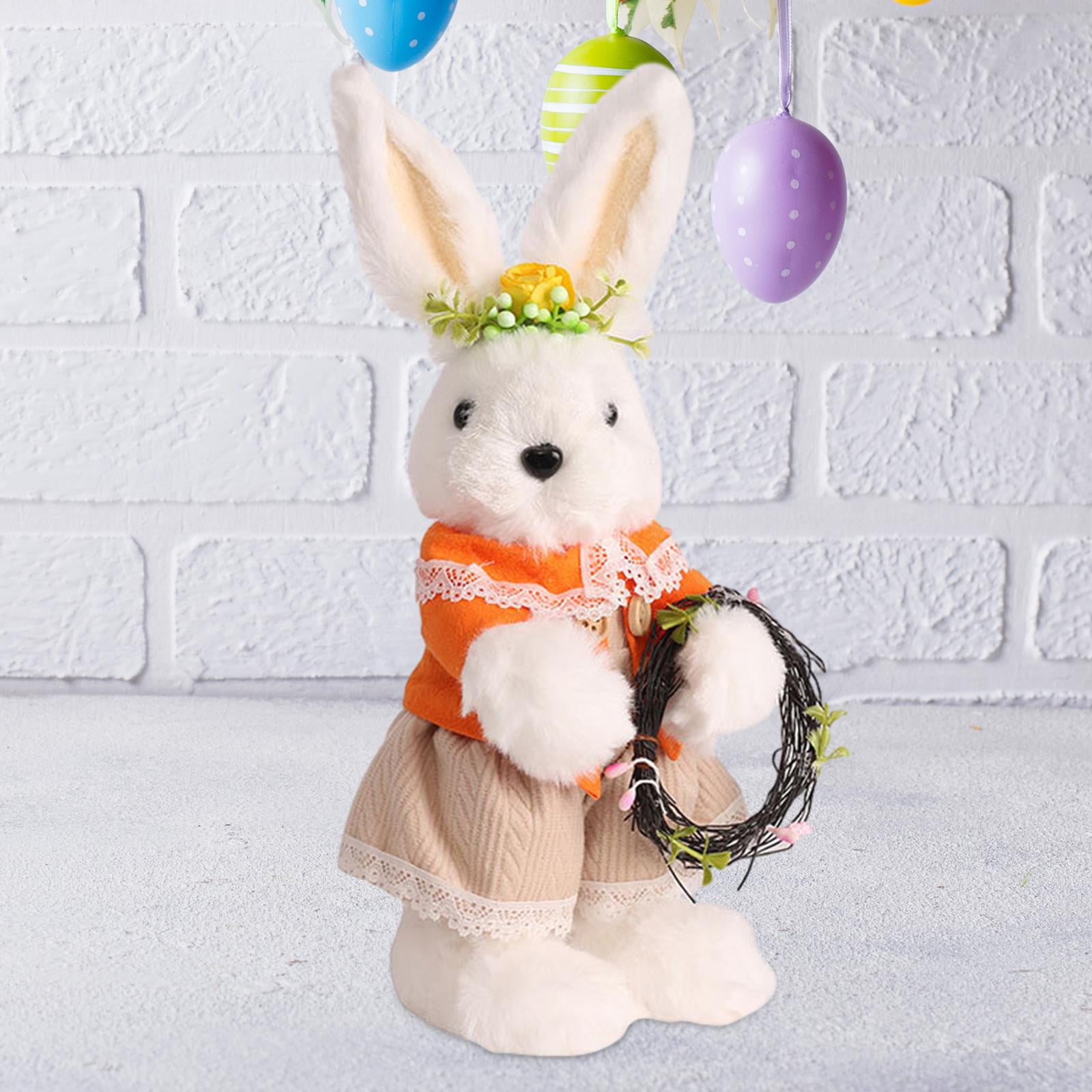 FVDPWYE Easter Bunny Stuffed Animal Toy Children Present Decorative 10inch Tall Ornament Girl Rabbit