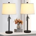 thumbnail image 4 of Bedside Table Lamps Set of 2: Tall Black Table Lamps for Living Room End Table |Height Adjustable 3-Way Dimmable Nightstand Lamp with Pull Chain Switch Modern Lamps for Bedroom Office(Bulbs Included), 4 of 14