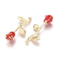 thumbnail image 2 of 20 pc Alloy Pendants with Enamel Big Rose Flower Golden Red 38x17x9mm Hole: 1.2mm, 2 of 2