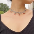 thumbnail image 3 of Collar de cadena de eslabones de tenis de cereza con colgante de cereza de cristal helado, gargantilla de hip hop, collar de cadena de clavícula de cristal brillante con dije de cereza boho para mujeres y niñas, joyería para regalo de fiesta Sailing  Electrónica, 3 of 5