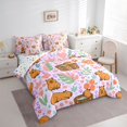 thumbnail image 2 of Erosebridal Capybara Lover Kid Bedding Comforter Set, Palm Leaf Flower Queen Bedding Sets, 7pcs, 2 of 7
