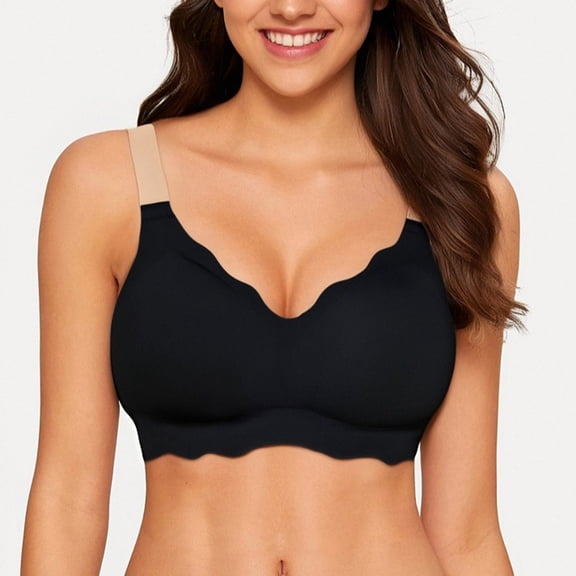 wcjm Black Bras For Women No Underwire Wireless Bra Support Full Coverage Bralette Comfort Everyday Sports Bra