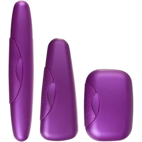 RADIUS Toothbrush Portable Travel Case Kit Standard Toothbrush Soap Razor Case Storage Box for Travel BPA Free 3 Count - Amethyst Purple