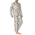 thumbnail image 2 of Honeii Colorful Spots Pattern Mens Pajamas Set,2pcs Men's Lounge Long Sleeve Sleep Shirt and Pajama Bottoms Sleepwear Set,Mens Pjs Sets-X-Large, 2 of 7
