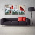 thumbnail image 3 of Vintage Abstract 3 Panels Modern Canvas Wall Art Print Two Cardinals in Snowy Pines - Home Decor for Bedroom, Living Room, Office, 3 of 4