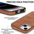 thumbnail image 3 of Nalacover for iPhone 14 Plus Case, Skin Friendly Slim PU Leather Soft Lining Cover, Lightweight TPU Shockproof Plating Buttons Camera Lens Protection Case for iPhone 14 Plus,Brown, 3 of 11