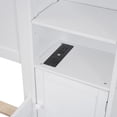 thumbnail image 4 of Full Size Platform Bed with All-in-One Cabinet and Shelf, Storage Bed with Trundle, 2 Drawers and Bookcase Headboard, Solid Wood Bed Frame with Slats Support, No Box Spring Needed, White, 4 of 9