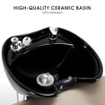 thumbnail image 4 of BarberPub Backwash Shampoo Station Chair, Adjustable Porcelain Ceramic Hair Wash Bowl with Chair, Reclining Shampoo Station for Barber Shop, Spa Beauty Salon Equipment 9364 (Black and creamy white), 4 of 8