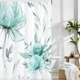 thumbnail image 5 of Dznils Green Floral Fabric Shower Curtain with Hooks, Modern Watercolor Bathroom Curtain, 72" x 72", 5 of 8