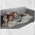 thumbnail image 6 of Tiger Soft Flannel Fleece Blanket, Angry Ready to Attack Beast with Sharp Fangs Jungle Animal Detailed Face of Hunter, Cozy Plush for Indoor and Outdoor Use, 70" x 90", Orange Black, by Ambesonne, 6 of 6