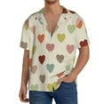 thumbnail image 3 of Naloa Heart Polka Dot Men's Loose Fit Cuban Collar Short-Sleeve Shirt with Button-down and Chest Pocket for Everyday Wear Outings - 3X-Large, 3 of 7