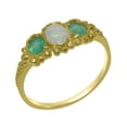 thumbnail image 1 of LBG British Made 10k Yellow Gold Real Genuine Opal & Emerald Womens Promise Ring - 33 size options - Size 8.25, 1 of 6
