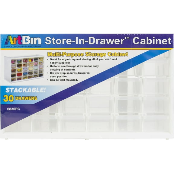ArtBin, Store-In-Drawer Cabinet, 30 Compartment Drawers, White, Arts and Crafts Storage Case, 1 Piece, 6830PC