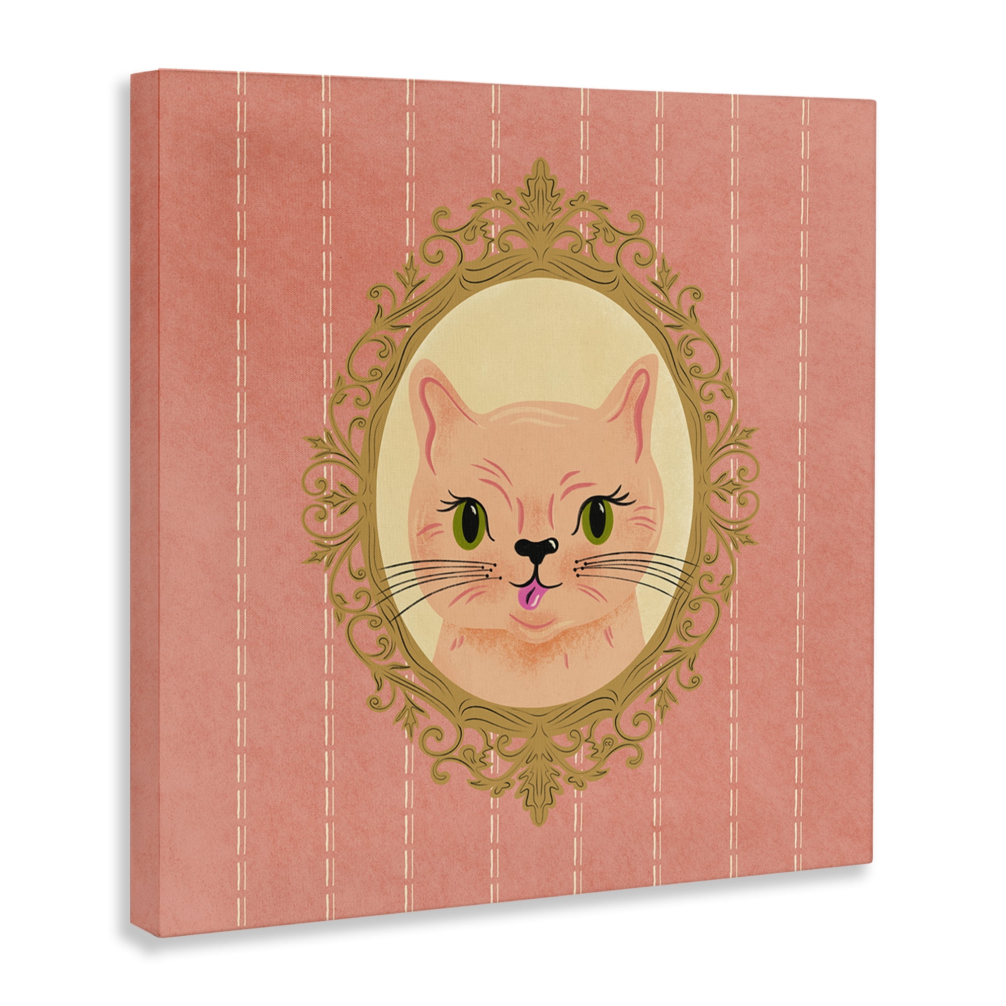 Stupell Industries Peach Cat Portrait Animals Painting Wrapped Canvas Art Print Wall Art, 24 x 24
