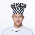 thumbnail image 2 of Chef Hat Adult Adjustable Elastic Baker Kitchen Cooking Chef Cap(Black and white grid), 2 of 3
