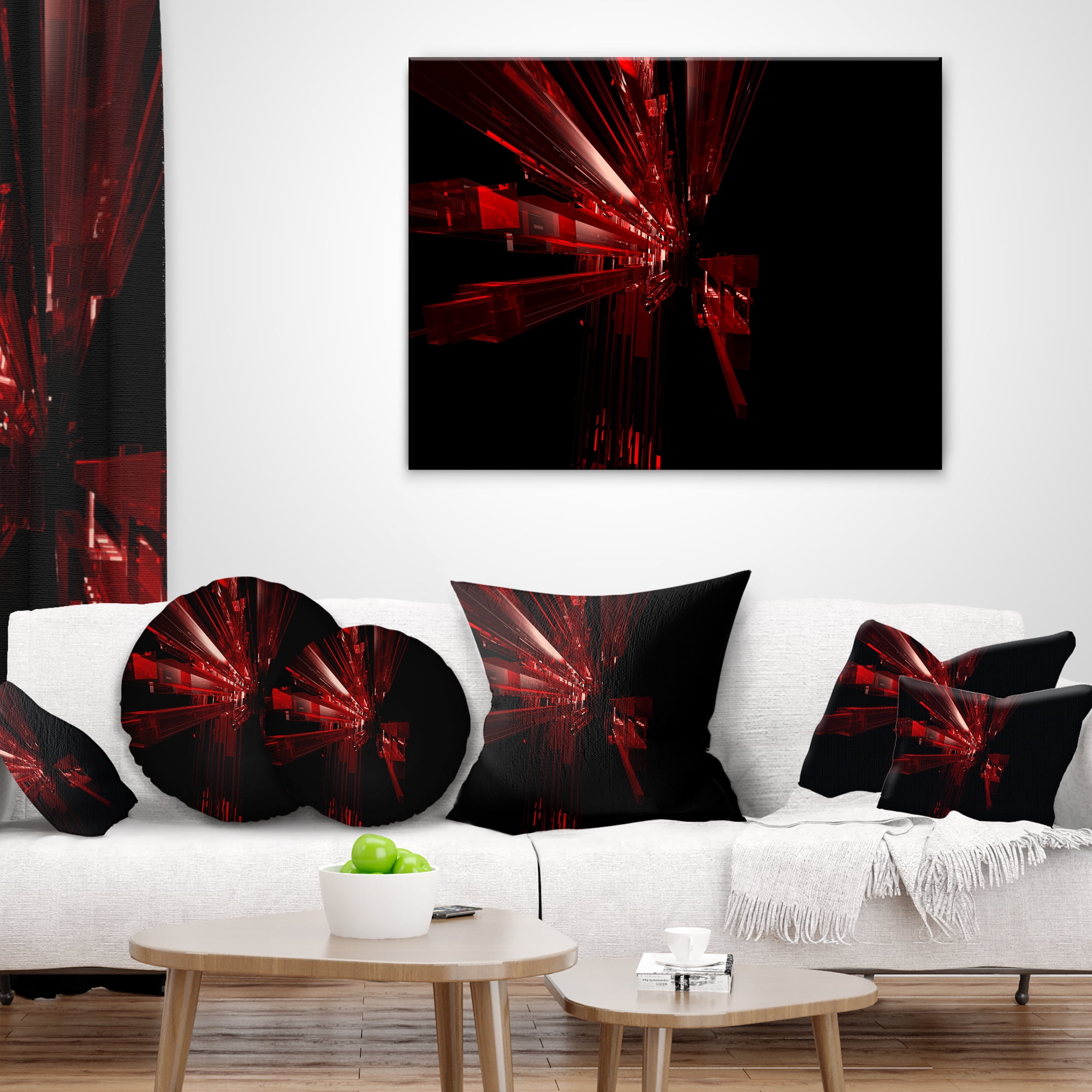 Designart 3D Red Crystal Background - Abstract Throw Pillow - 12x20