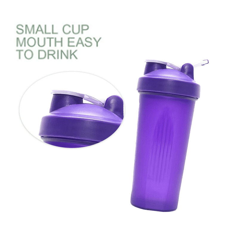 Protein Shaker Sports Water Shaker Bottle Cup + 1 Stainless Blender Mixing  Ball for Gym Calisthenics Health Fitness, Purple 