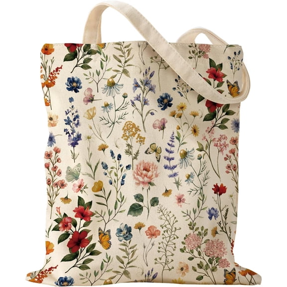 Aesthetic Canvas Tote Bag - Reusable Shoulder Tote Bag for Women Lady Casual Vacation, Shopping, Work, Gym