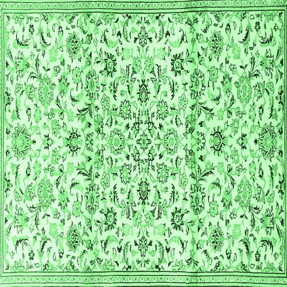 Ahgly Company Indoor Square Persian Emerald Green Traditional Area Rugs, 6' Square