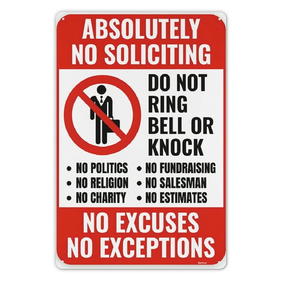 No Soliciting Sign for Home, Do Not Knock Please Dont Ring Doorbell - No Silication Solicitors Soliciting Sign for Front Door Home House