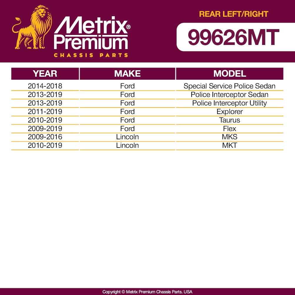 Metrix Premium Chassis Parts - Rear Left & Right Sway Bar Stabilizer End Link Kit Fits 14-18 Ford Special Service Police, 10-19 Taurus, 09-19 Flex, 09-16 Lincoln MKS, 10-19 MKT, K750393, K750394