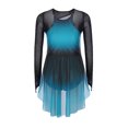 thumbnail image 3 of Sholeno Girls Gradient Color Figure Skating Dress Rhinestone Shiny Mesh Long Sleeve Dance Dresses Blue Green 6, 3 of 7
